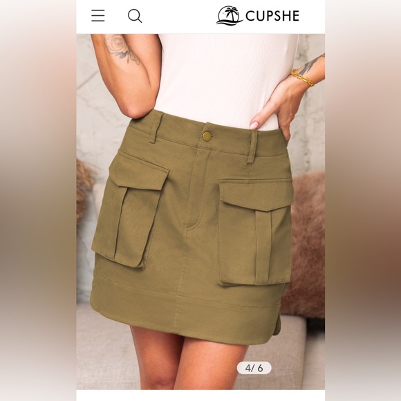 New w/o tag Cupshe Khaki Mini Skirt with Utility Pockets - Picture 1 of 6